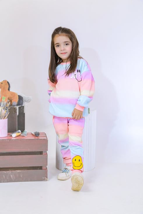 Printed Smiley Tracksuit - Tie Dye